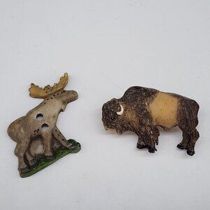 Moose & Bison Wildlife Figurine Buttons Crafts Sewing Embellishment Quilting